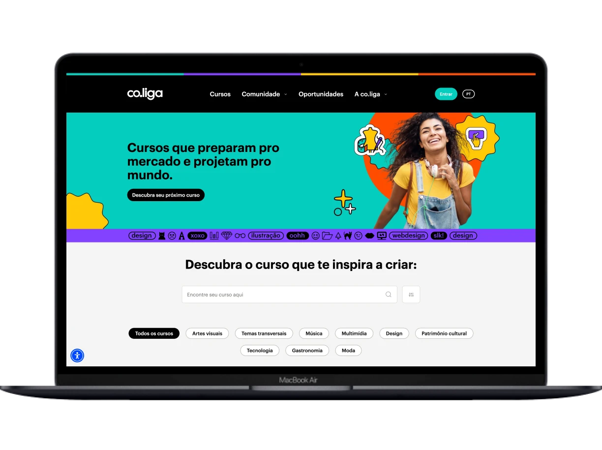 Plataforma de cursos criativos online.